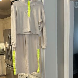 FP Movement by Free People Cream and Neon Yellow Set